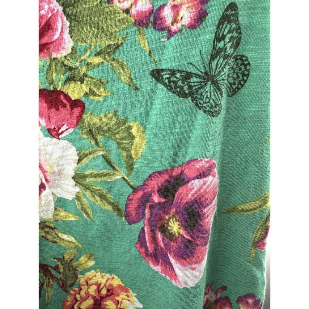 ✨2/$20 Belle Kim Gravel Slub Knit Side Ruched Top Full Bloom Floral Plus Size 4X - Picture 5 of 15